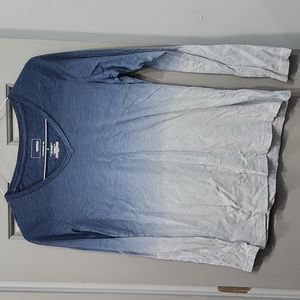 Sonoma Blue Ombre Long Sleeve V-neck Shirt small